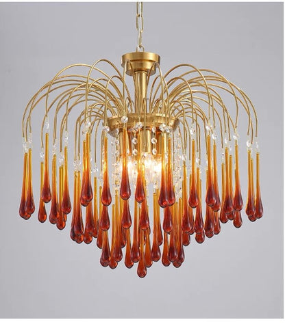 Vintage – Murano Teardrops Chandelier – 70s – Pink prisms - 75cm''DJoyfuzzy