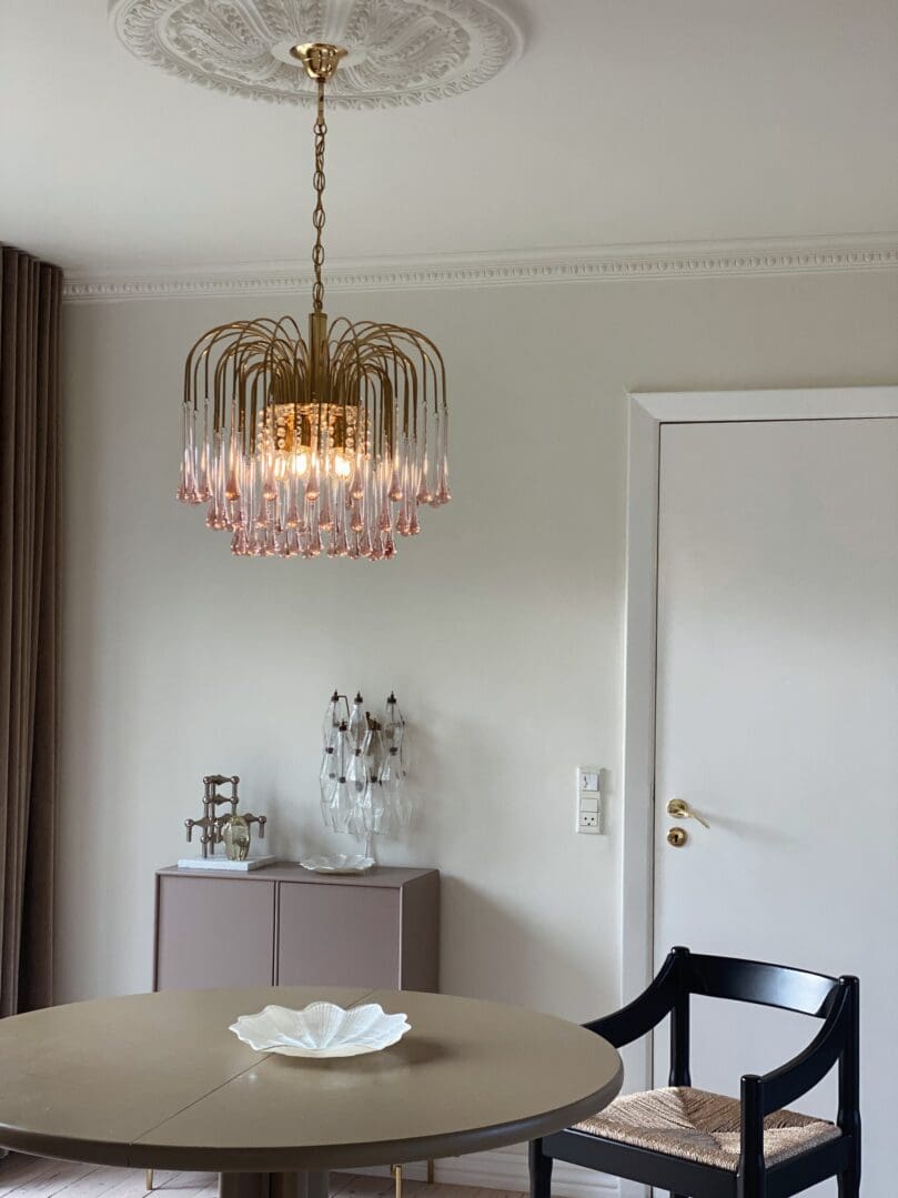 Vintage – Murano Teardrops Chandelier – 70s – Pink prisms - Joyfuzzy