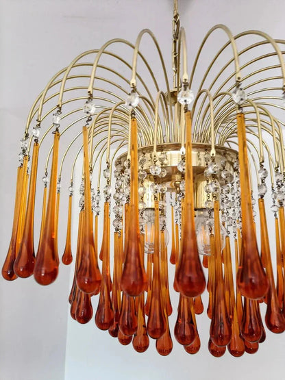 Vintage – Murano Teardrops Chandelier – 70s – Pink prisms - 75cm''DJoyfuzzy