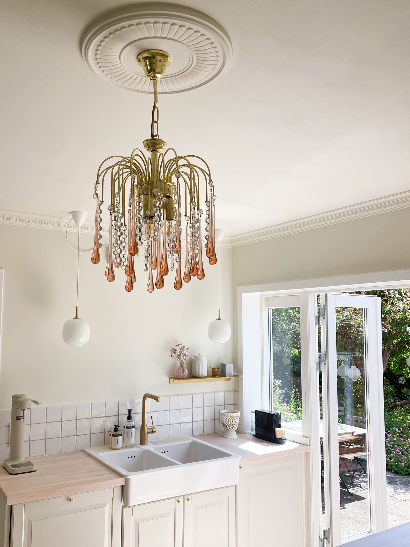 Vintage – Murano Teardrops Chandelier – 70s – Pink prisms - Joyfuzzy