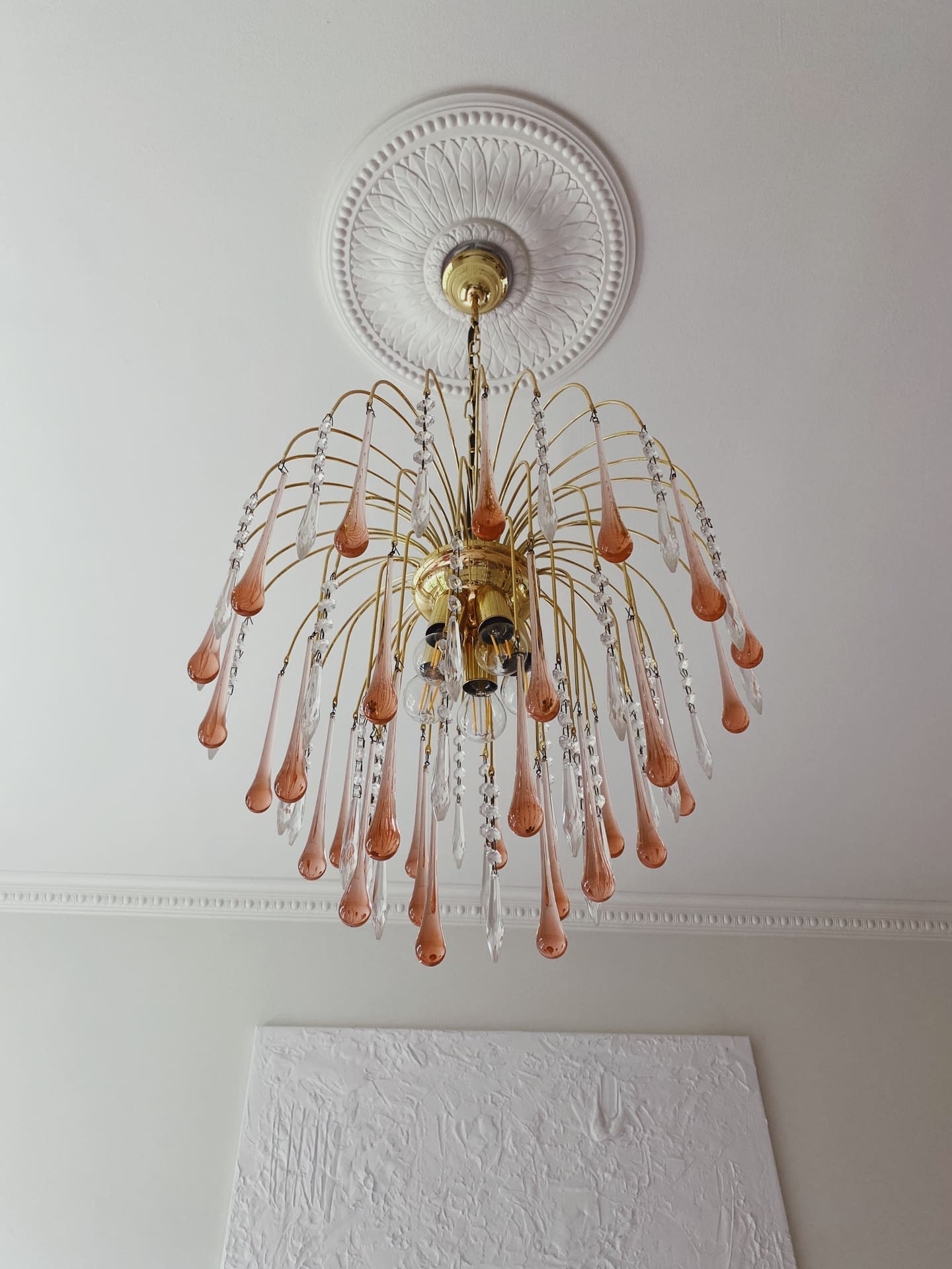 Vintage – Murano Teardrops Chandelier – 70s – Pink prisms - Joyfuzzy