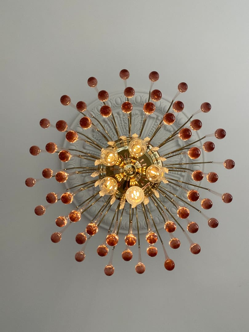 Vintage – Murano Teardrops Chandelier – 70s – Pink prisms - 47CM''DJoyfuzzy