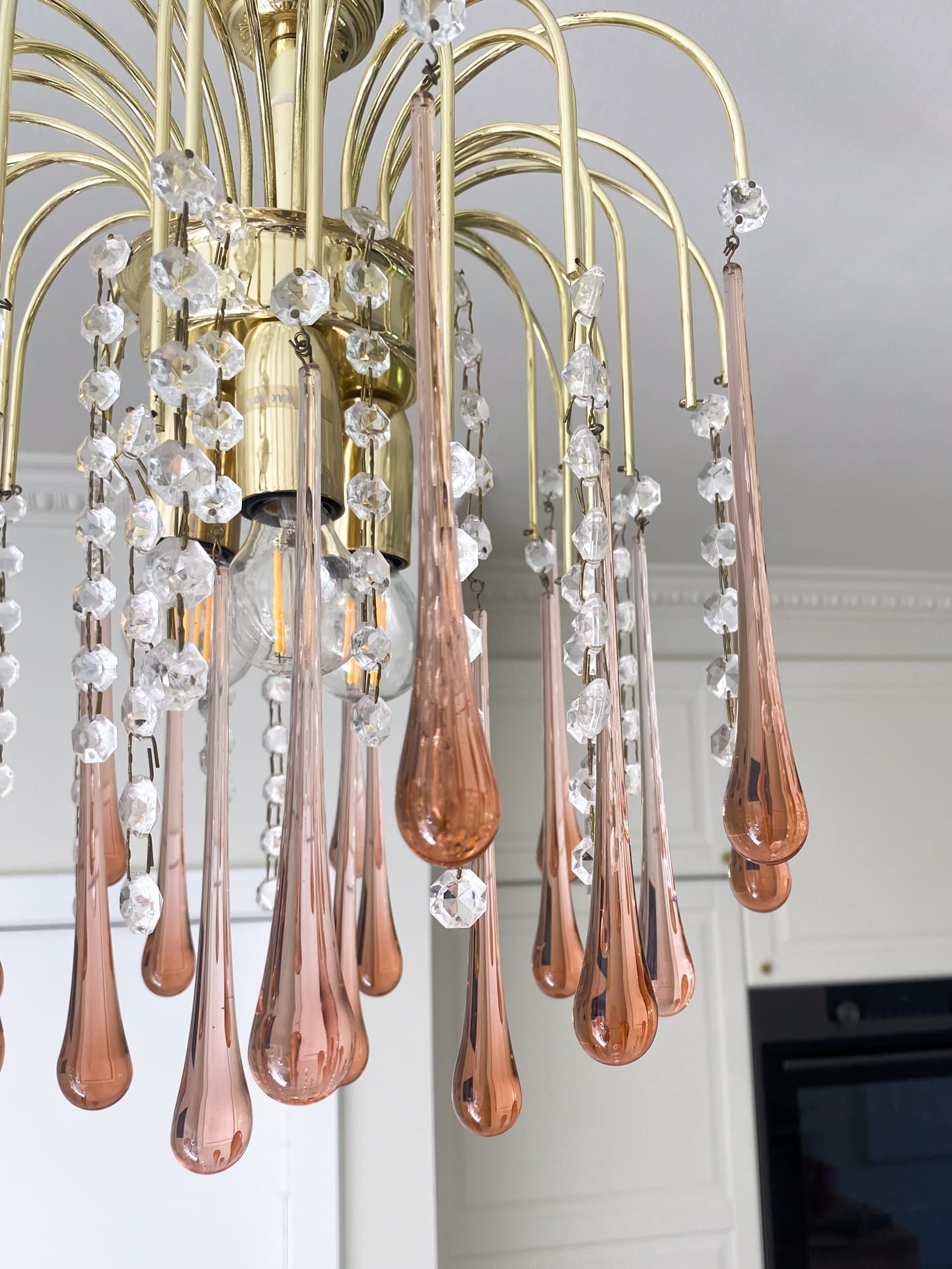 Vintage – Murano Teardrops Chandelier – 70s – Pink prisms - Joyfuzzy