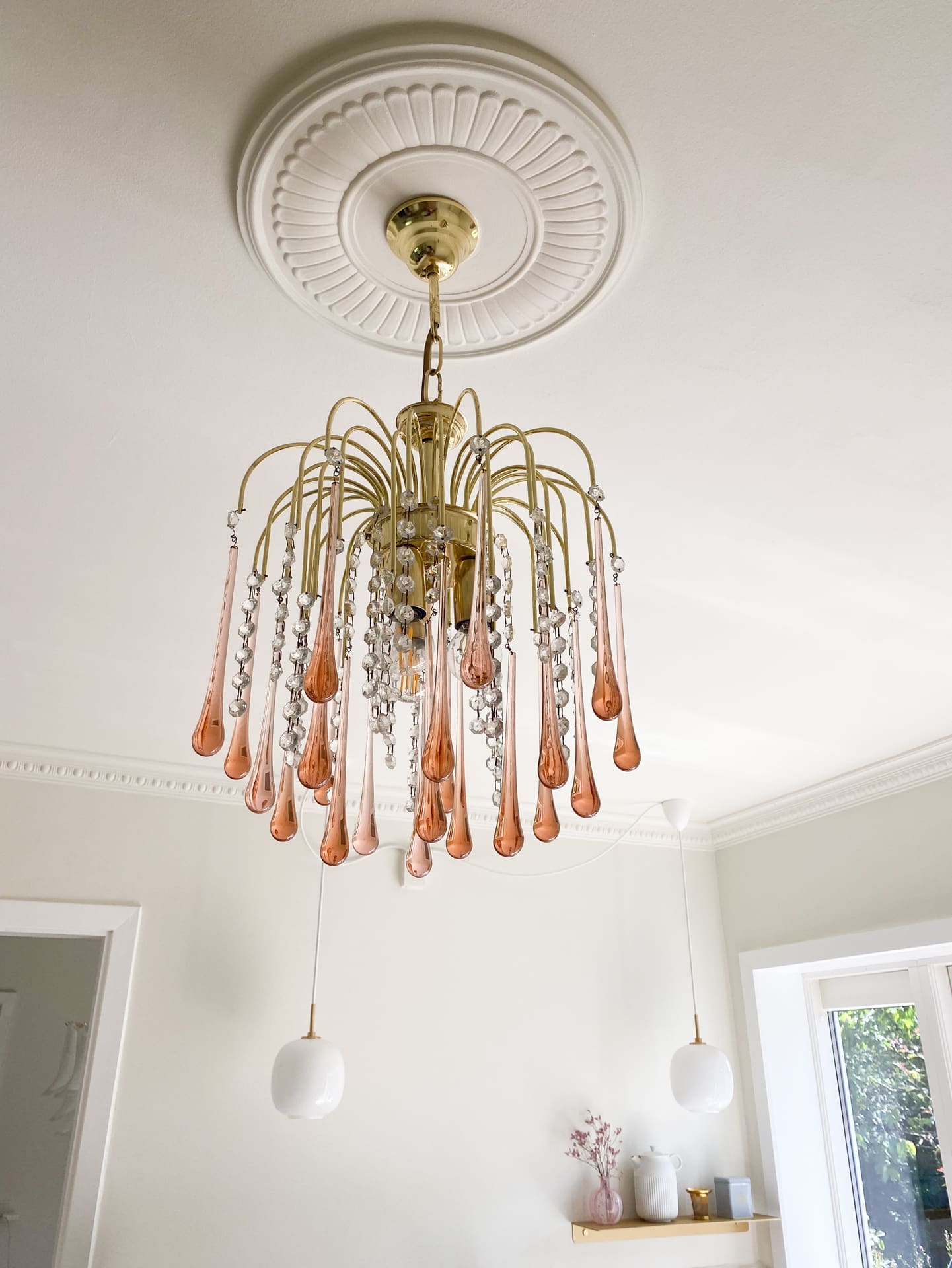 Vintage – Murano Teardrops Chandelier – 70s – Pink prisms - Joyfuzzy
