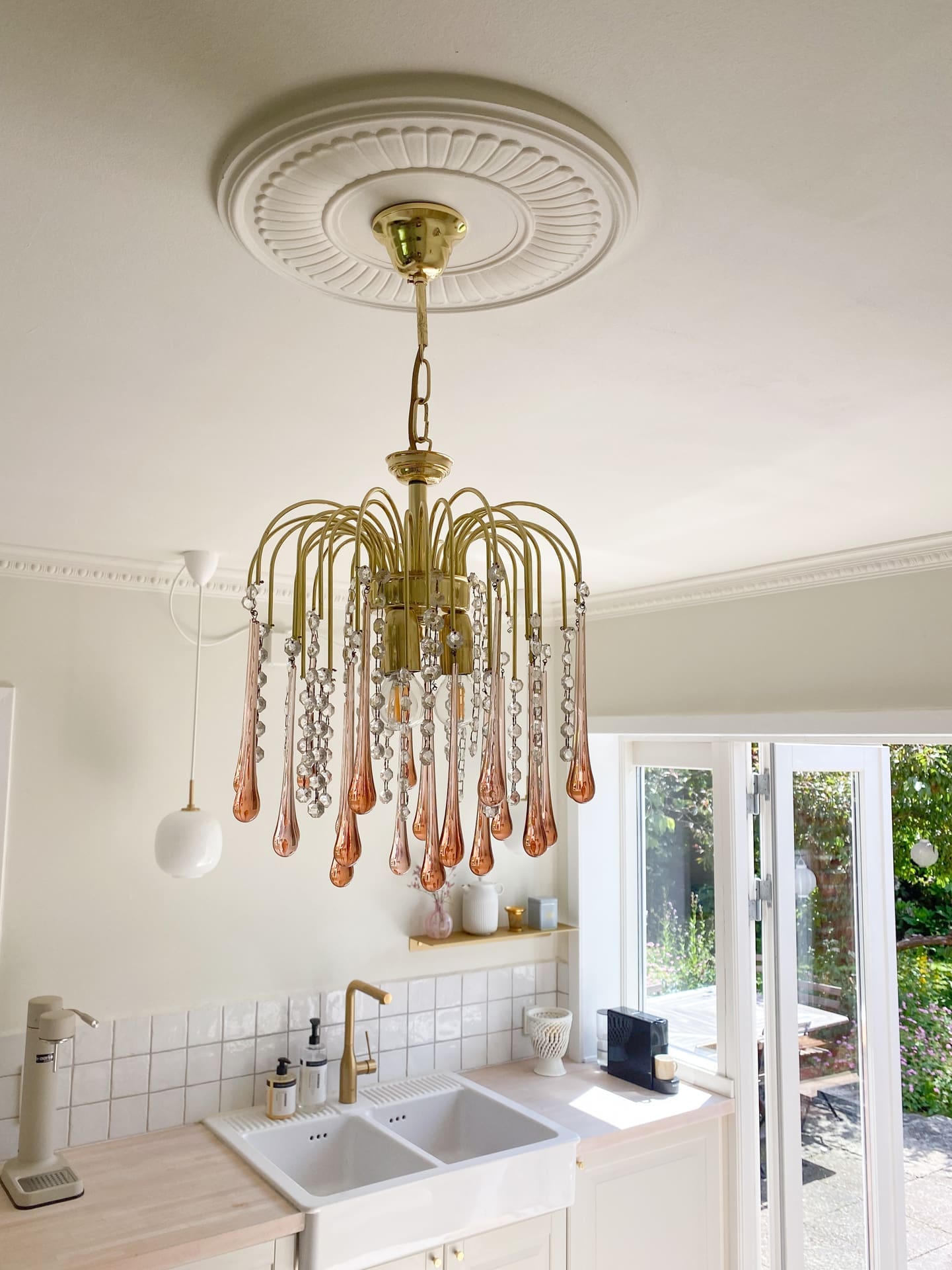 Vintage – Murano Teardrops Chandelier – 70s – Pink prisms - Joyfuzzy