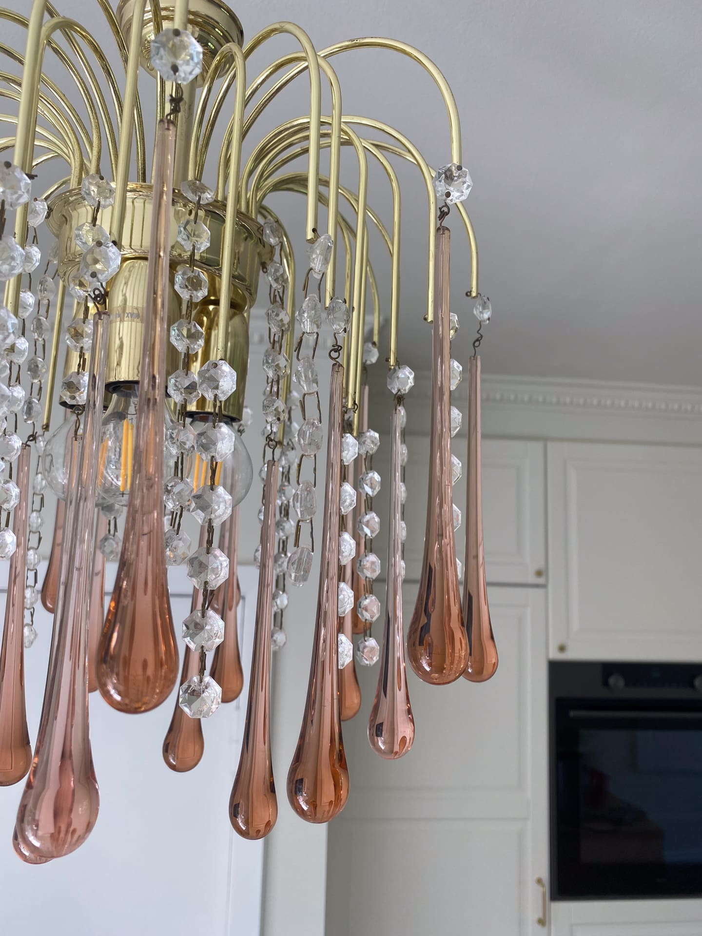 Vintage – Murano Teardrops Chandelier – 70s – Pink prisms - Joyfuzzy