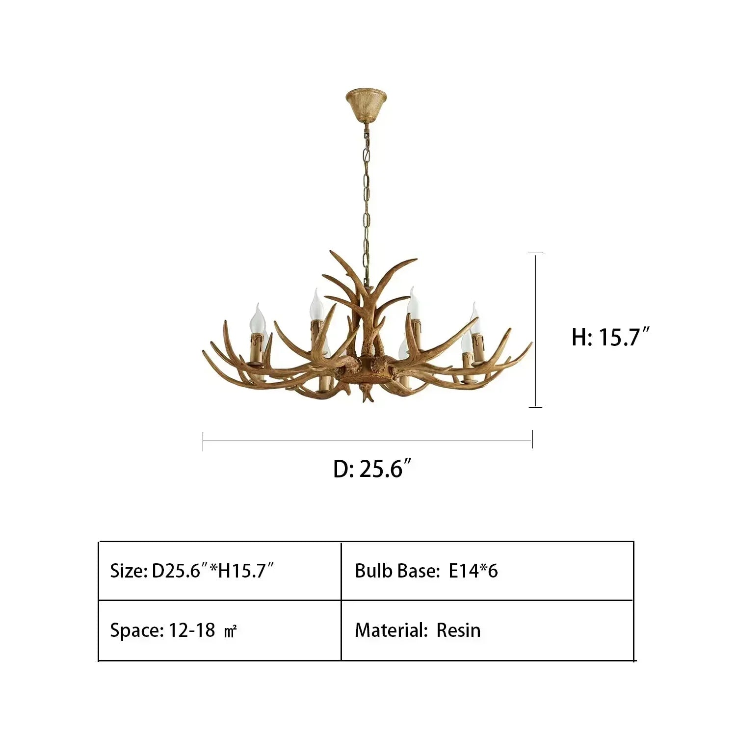 Vintage Rustic Resin Antler Candelabra Chandelier for Living Room / Restaurant / Cafe / Bar - Joyfuzzy
