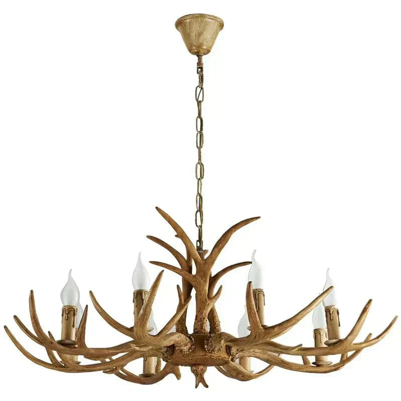 Vintage Rustic Resin Antler Candelabra Chandelier for Living Room / Restaurant / Cafe / Bar - Joyfuzzy