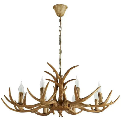 Vintage Rustic Resin Antler Candelabra Chandelier for Living Room / Restaurant / Cafe / Bar - Joyfuzzy
