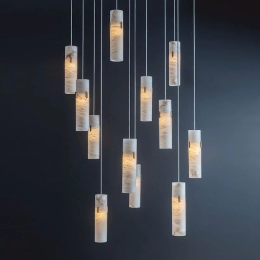 Xander Alabaster Deco 12-Light Cluster Chandelier, Adjustable Height